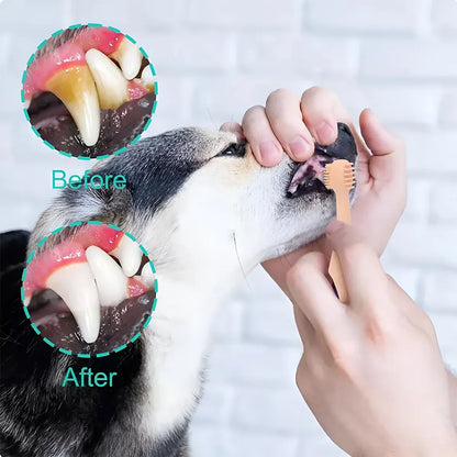 2PCS Pet Toothbrush Double for Dogs Cats Puppies Oral Hygiene Teeth Cleaning - Green