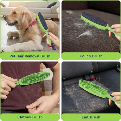 Pet Hair Removal Brush Multi-functional Cleaning Brush For Dog Cat Dust Removal - Green
