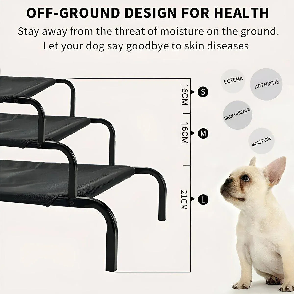 Heavy Duty Pet Raised Bed Elevated Trampoline Hammock Cat Dog Raised Deluxe - M