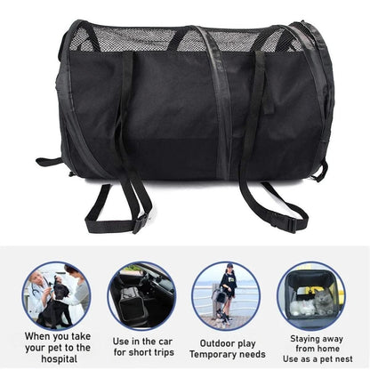 Foldable Pet Car Carrier Bag Breathable Travel Tent Portable Kennel for Transport - Grey
