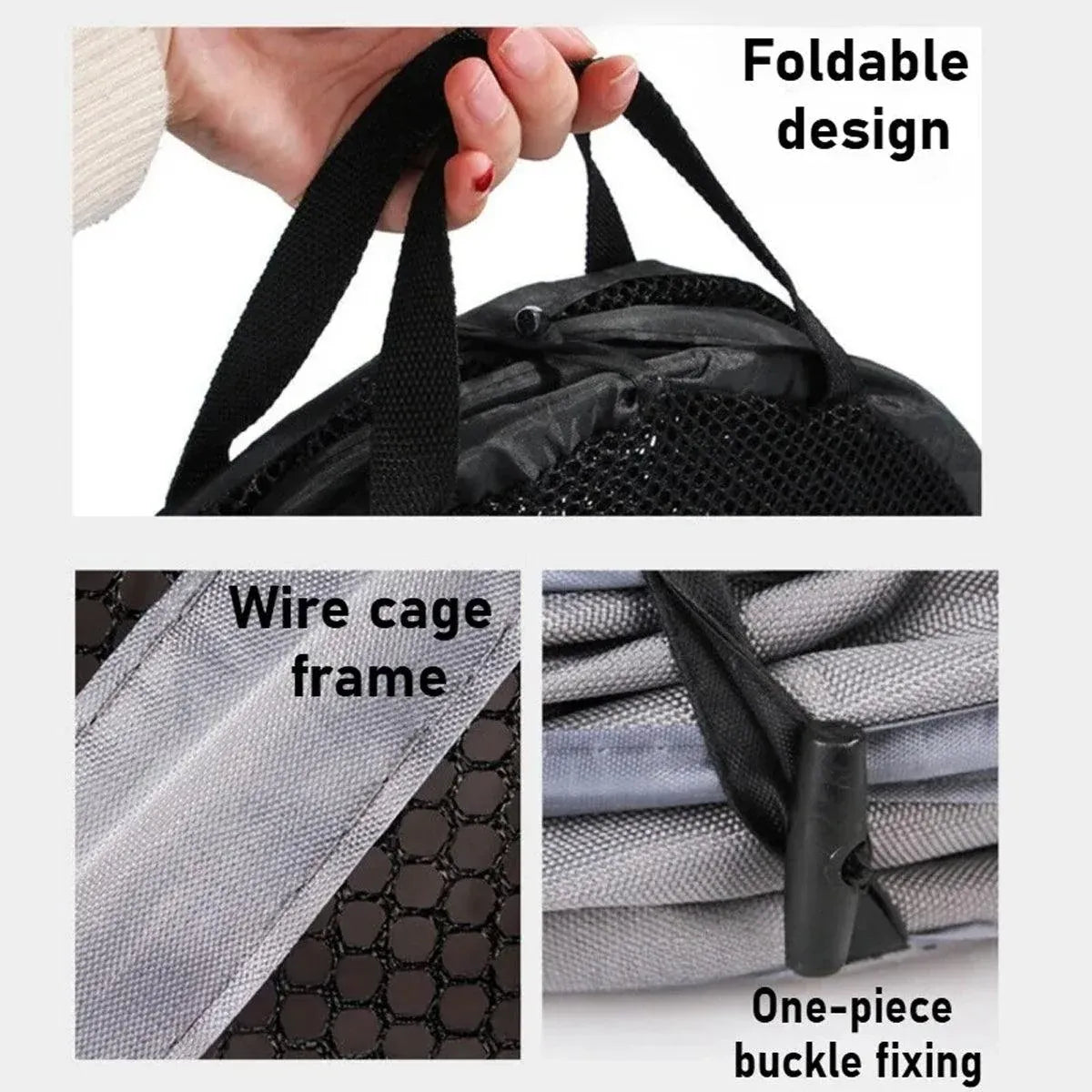 Foldable Pet Car Carrier Bag Breathable Travel Tent Portable Kennel for Transport - Grey