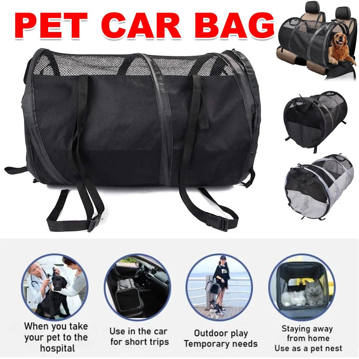Foldable Pet Car Carrier Bag Breathable Travel Tent Portable Kennel for Transport - Grey
