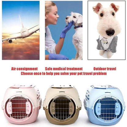 Dog and Cat Carrier Large Space Removable Sunroof Air Carrier for Pet Travel - Blue