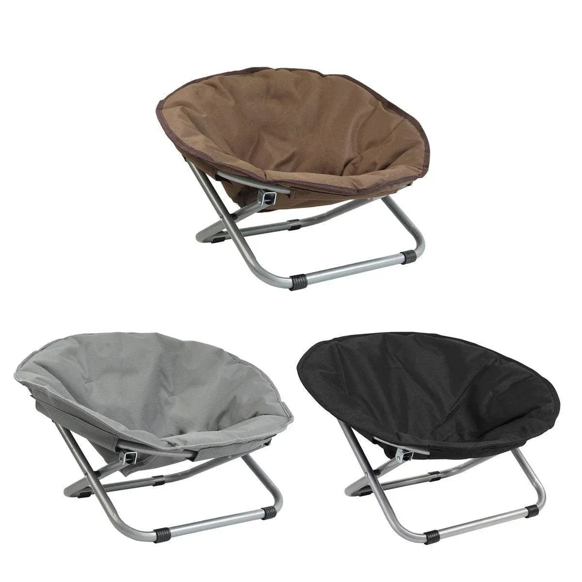 Folding Pet Bed Chair Portable Round Dog Bed Cat Bed Cushion for Pets Indoor Use - Black