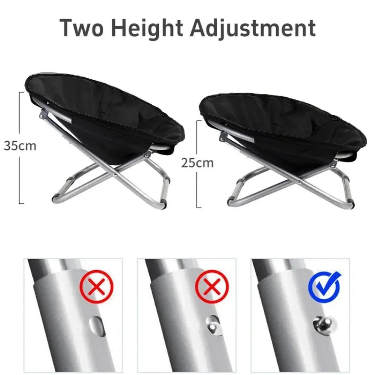Folding Pet Bed Chair Portable Round Dog Bed Cat Bed Cushion for Pets Indoor Use - Black