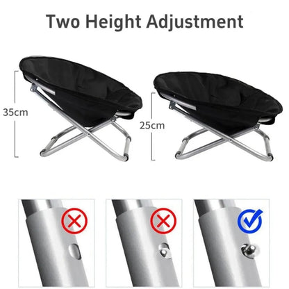 Folding Pet Bed Chair Portable Round Dog Bed Cat Bed Cushion for Pets Indoor Use - Black