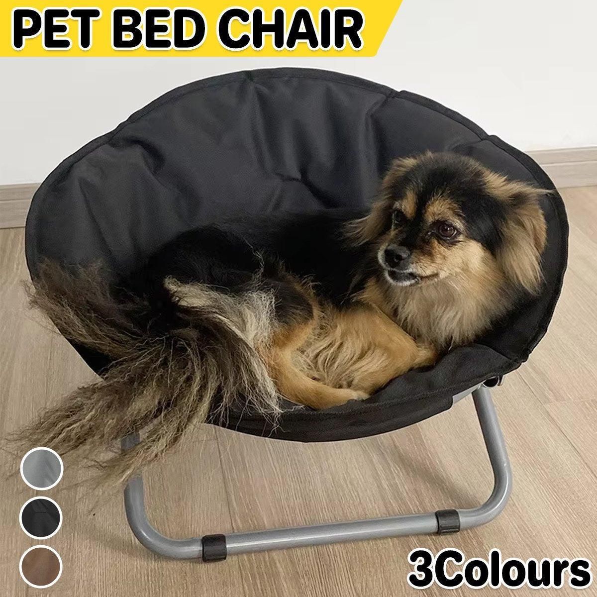 Folding Pet Bed Chair Portable Round Dog Bed Cat Bed Cushion for Pets Indoor Use - Black