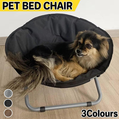 Folding Pet Bed Chair Portable Round Dog Bed Cat Bed Cushion for Pets Indoor Use - Black