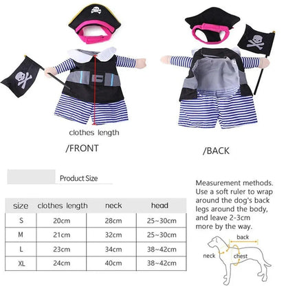 Halloween Dog Costume Pet Accessories Funny Dress Up for Small Medium Dogs - New Pirate-S