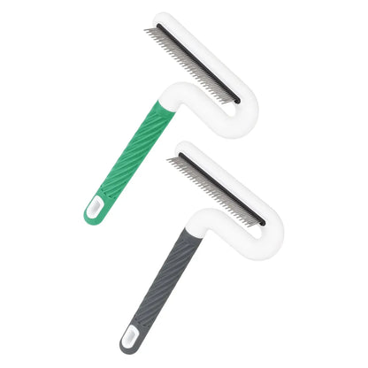 T Type Pet Grooming Rake Comb Stainless Steel for Dogs Cats Hair Length Control - Green