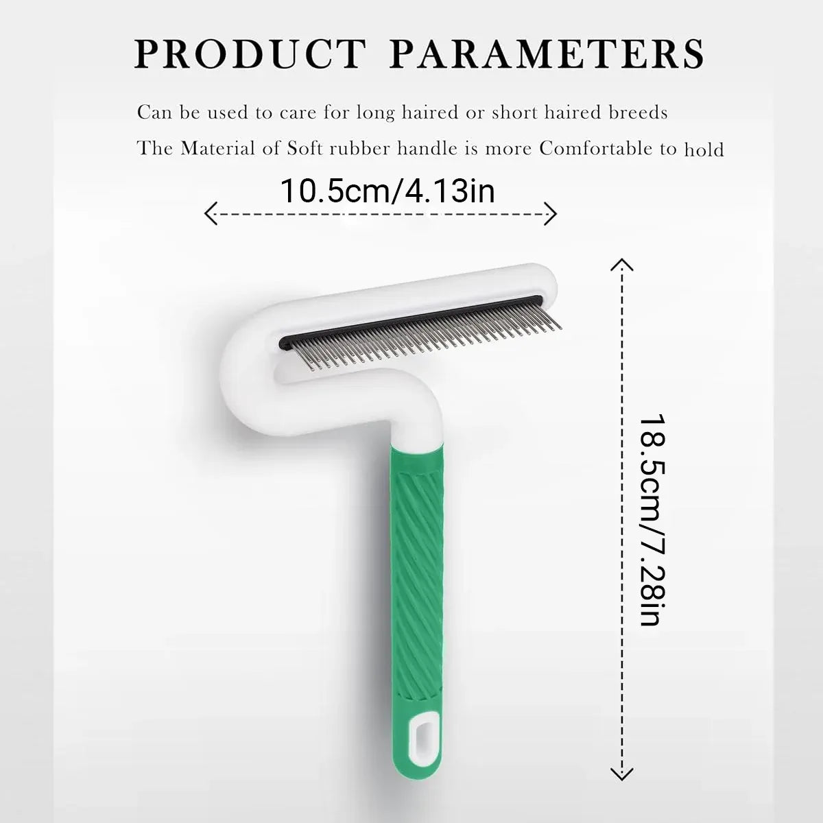 T Type Pet Grooming Rake Comb Stainless Steel for Dogs Cats Hair Length Control - Grey