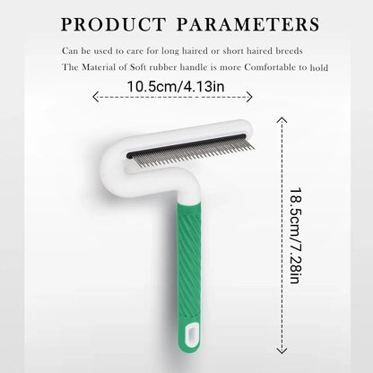 T Type Pet Grooming Rake Comb Stainless Steel for Dogs Cats Hair Length Control - Grey
