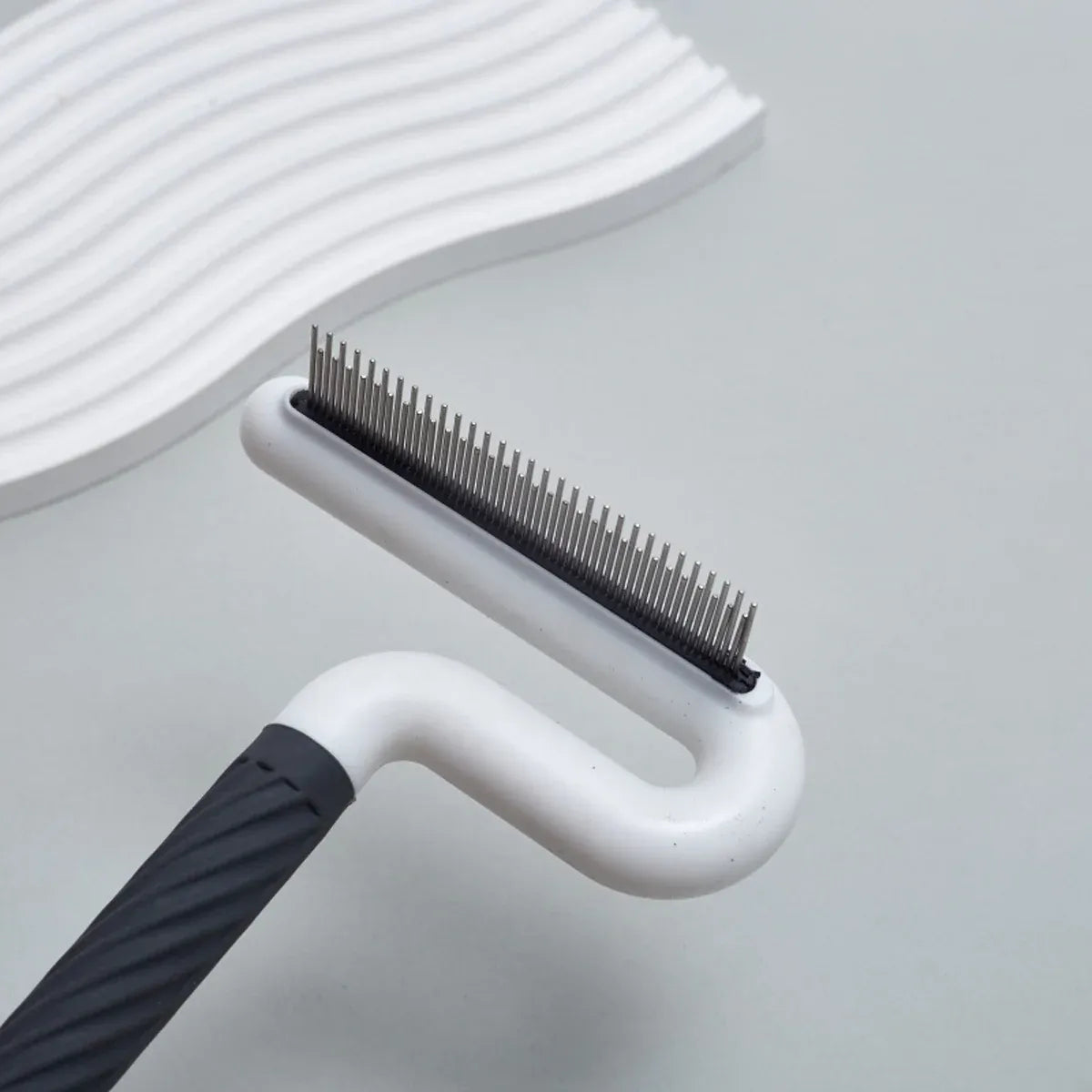 T Type Pet Grooming Rake Comb Stainless Steel for Dogs Cats Hair Length Control - Grey