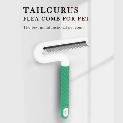 T Type Pet Grooming Rake Comb Stainless Steel for Dogs Cats Hair Length Control - Grey