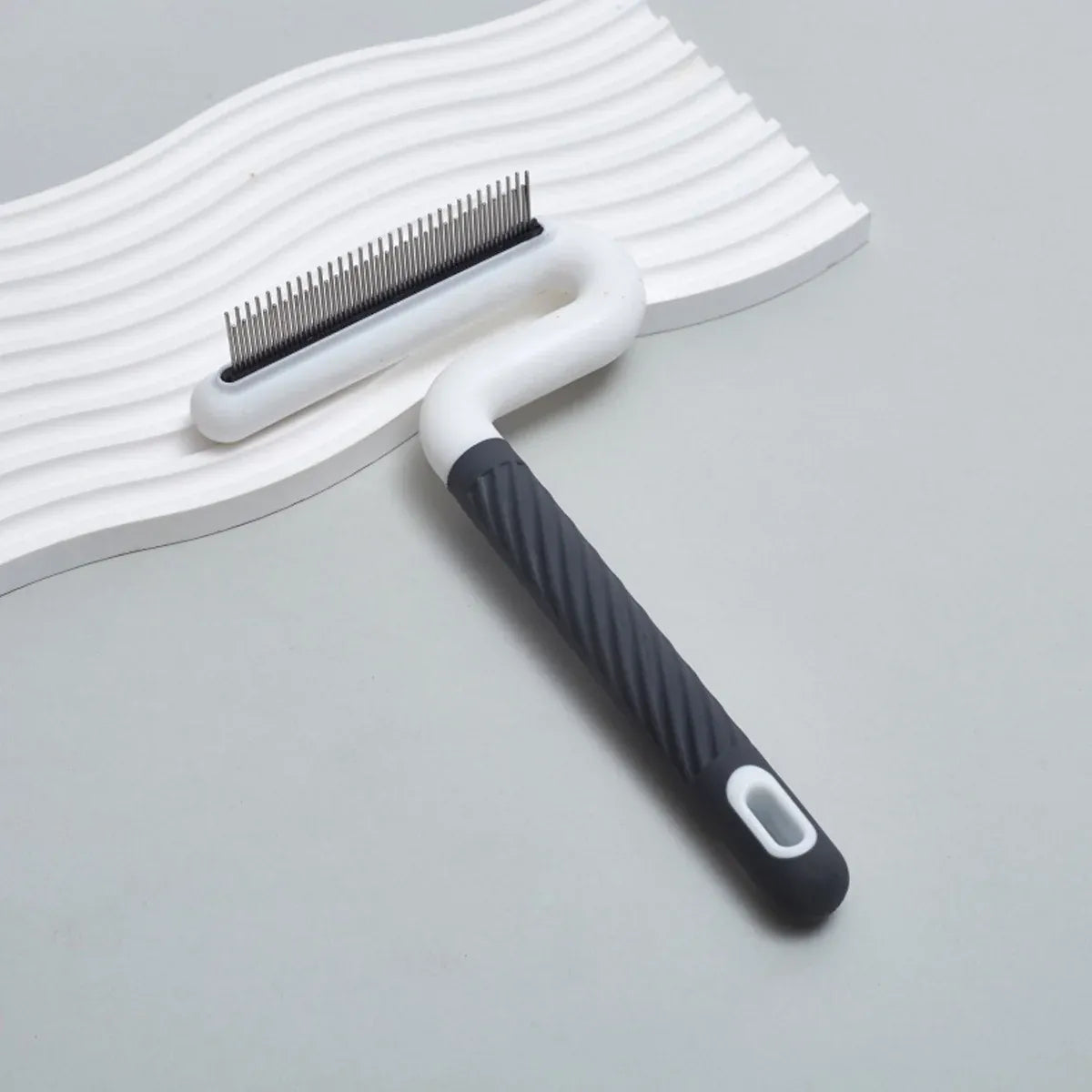 T Type Pet Grooming Rake Comb Stainless Steel for Dogs Cats Hair Length Control - Grey
