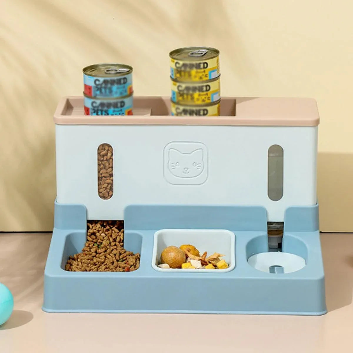All in One Pet Feeding Bowl Cat Dog Water and Food Feeder Automatic Dispenser - Green
