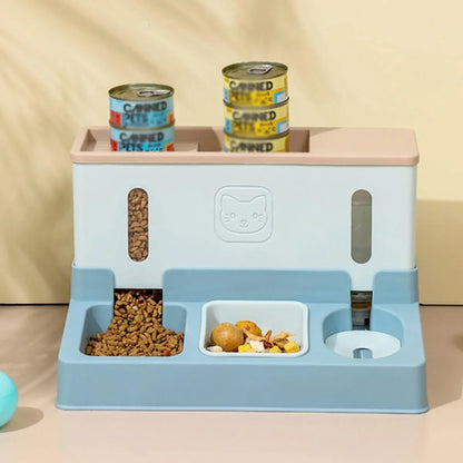 All in One Pet Feeding Bowl Cat Dog Water and Food Feeder Automatic Dispenser - Green