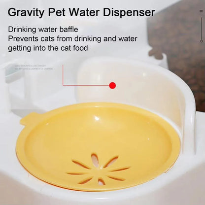 2in1 Pet Bowl Vertical Feeder and Drinker Cat Dog Bowl Water and Food in One - Grey