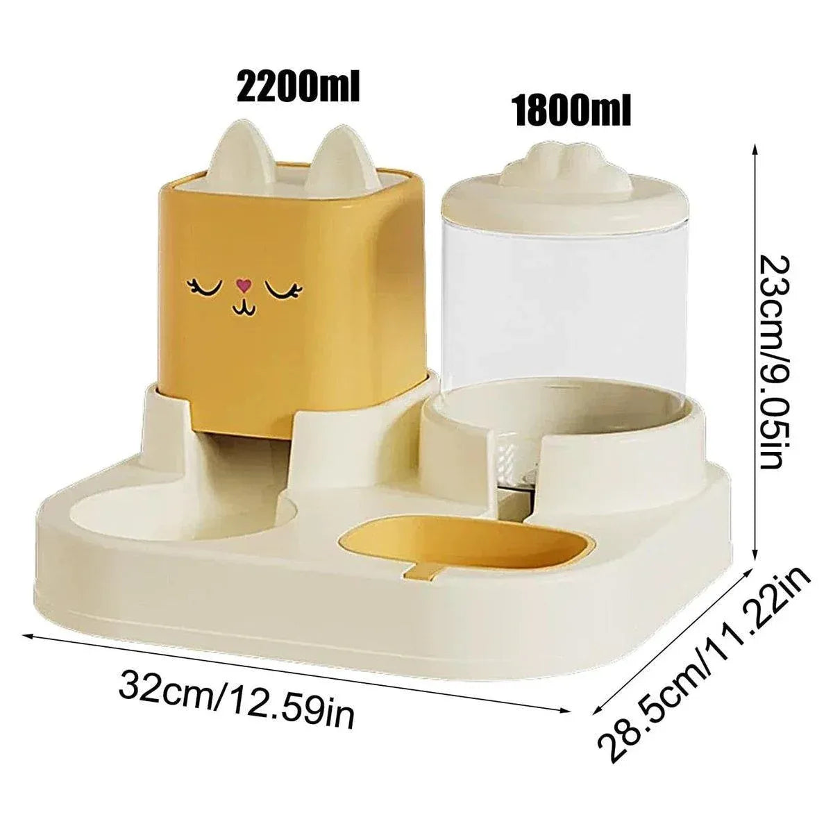 Pet Cartoon Feeding Bowl Universal Water Feeder Cat Dog Food Dish Durable Stand - Yellow