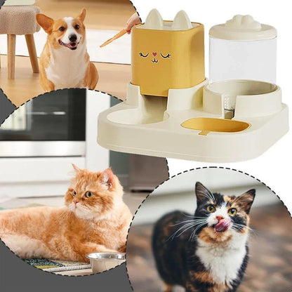 Pet Cartoon Feeding Bowl Universal Water Feeder Cat Dog Food Dish Durable Stand - Yellow