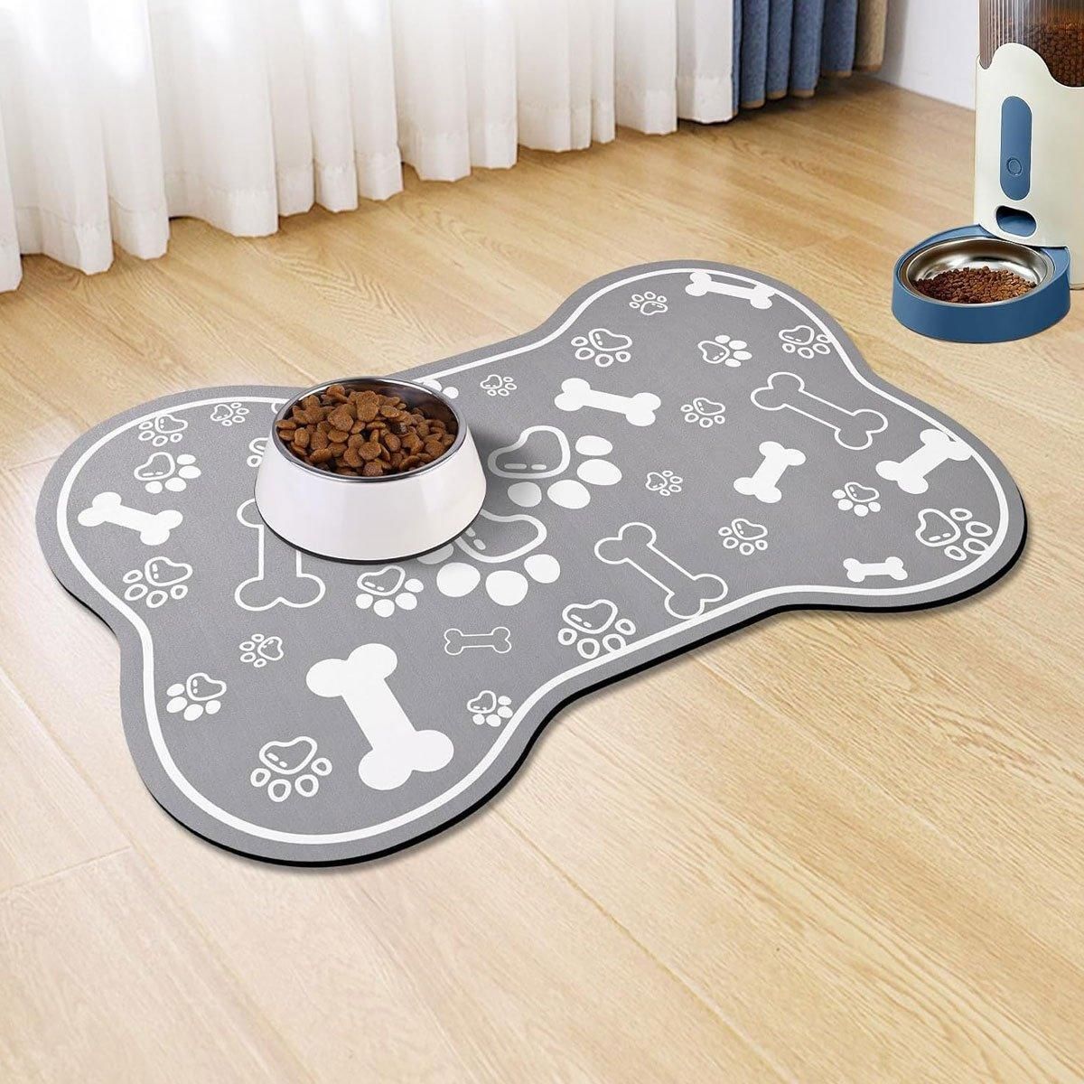 Pet Feeding Mat Non-slip Diatom Mud Absorbent Dirt-resistant Waterproof Placemat - Black-60x90cm