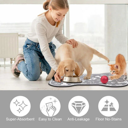 Pet Feeding Mat Non-slip Diatom Mud Absorbent Dirt-resistant Waterproof Placemat - Grey-60x90cm