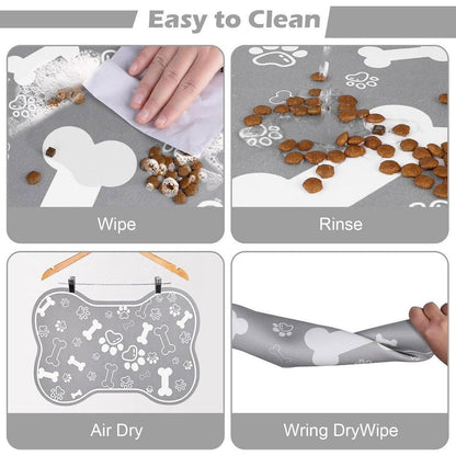 Pet Feeding Mat Non-slip Diatom Mud Absorbent Dirt-resistant Waterproof Placemat - Grey-60x90cm
