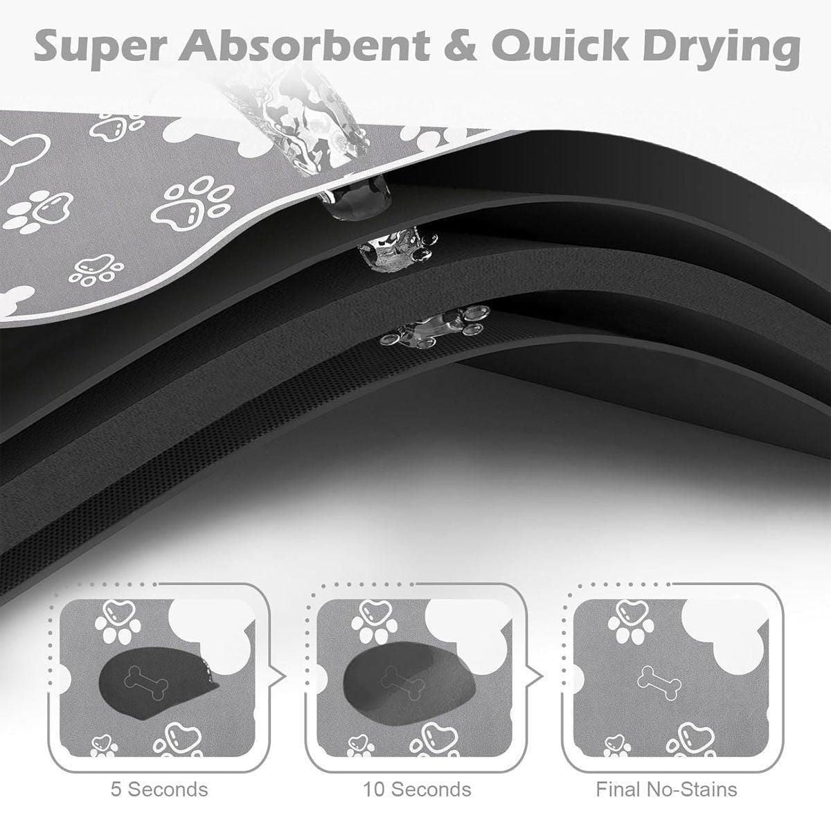 Pet Feeding Mat Non-slip Diatom Mud Absorbent Dirt-resistant Waterproof Placemat - Grey-60x90cm