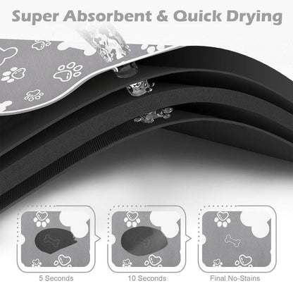 Pet Feeding Mat Non-slip Diatom Mud Absorbent Dirt-resistant Waterproof Placemat - Grey-60x90cm