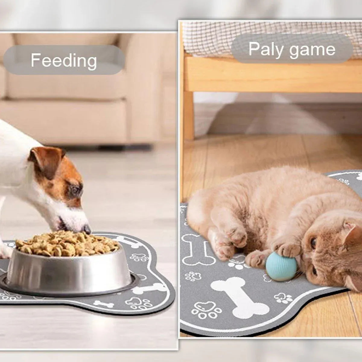 Pet Feeding Mat Non-slip Diatom Mud Absorbent Dirt-resistant Waterproof Placemat - Grey-60x90cm