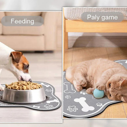 Pet Feeding Mat Non-slip Diatom Mud Absorbent Dirt-resistant Waterproof Placemat - Grey-60x90cm