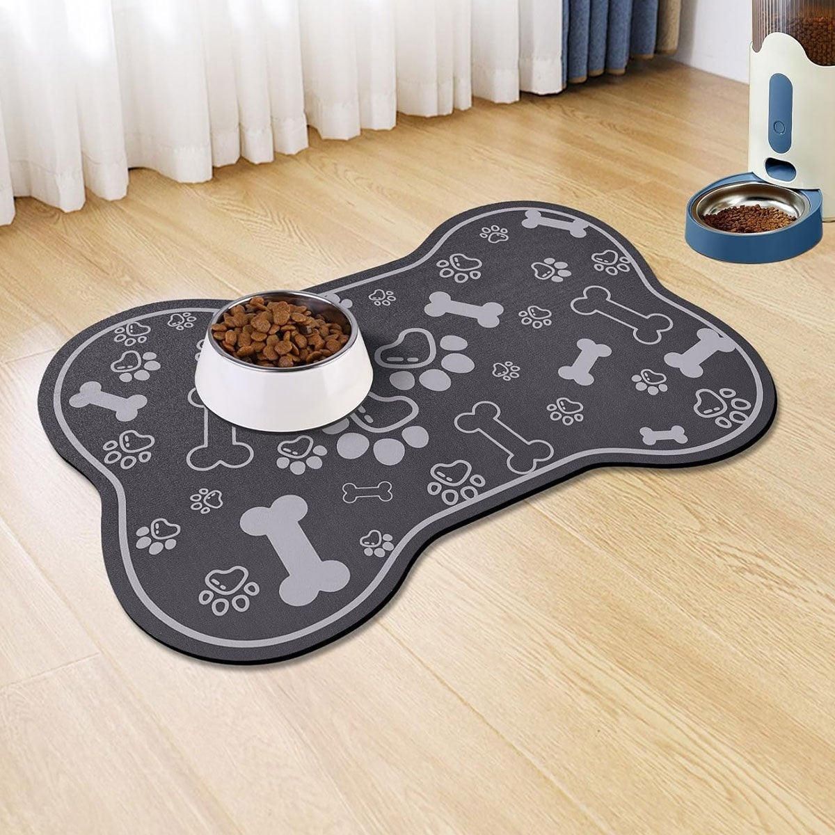 Pet Feeding Mat Non-slip Diatom Mud Absorbent Dirt-resistant Waterproof Placemat - Grey-60x90cm