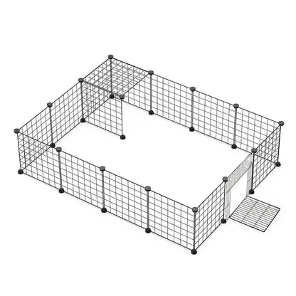 16pcs Large Cat Cage Indoor Cat Villa Double Layer Cat House Anti-jump Cat Fence - Black