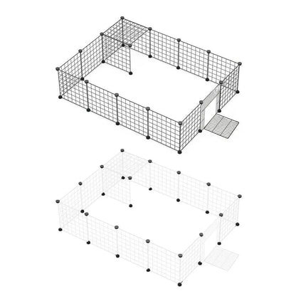 16pcs Large Cat Cage Indoor Cat Villa Double Layer Cat House Anti-jump Cat Fence - Black