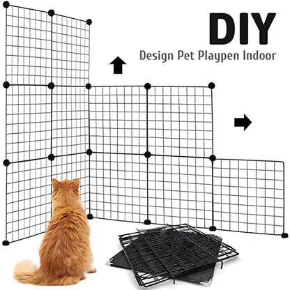 16pcs Large Cat Cage Indoor Cat Villa Double Layer Cat House Anti-jump Cat Fence - White