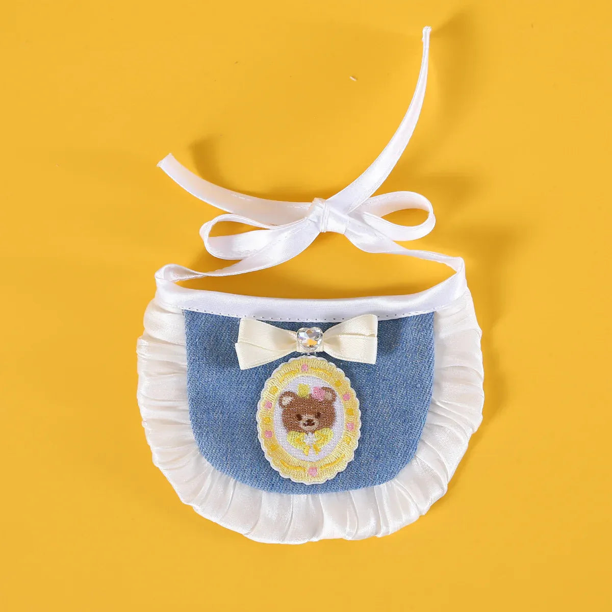 Pet Clothes Set Lace Bib with Hat Soft Cotton for Dogs Cats Wear Decoration - Pink