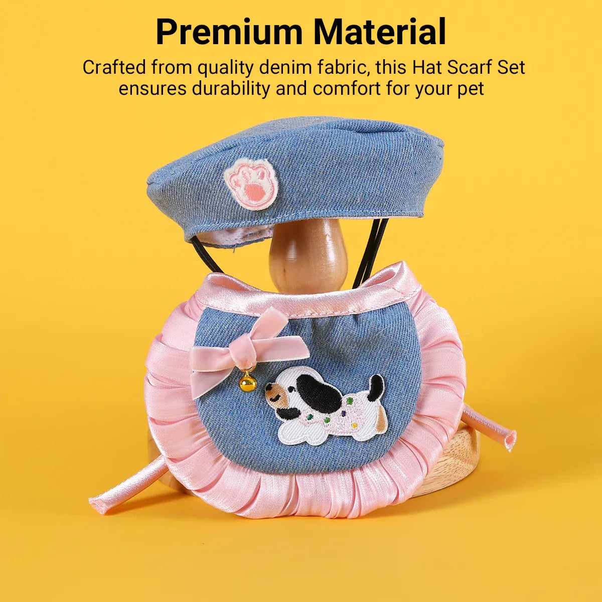 Pet Clothes Set Lace Bib with Hat Soft Cotton for Dogs Cats Wear Decoration - Pink