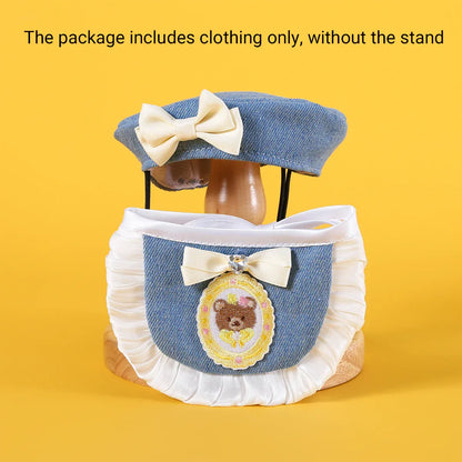 Pet Clothes Set Lace Bib with Hat Soft Cotton for Dogs Cats Wear Decoration - Pink
