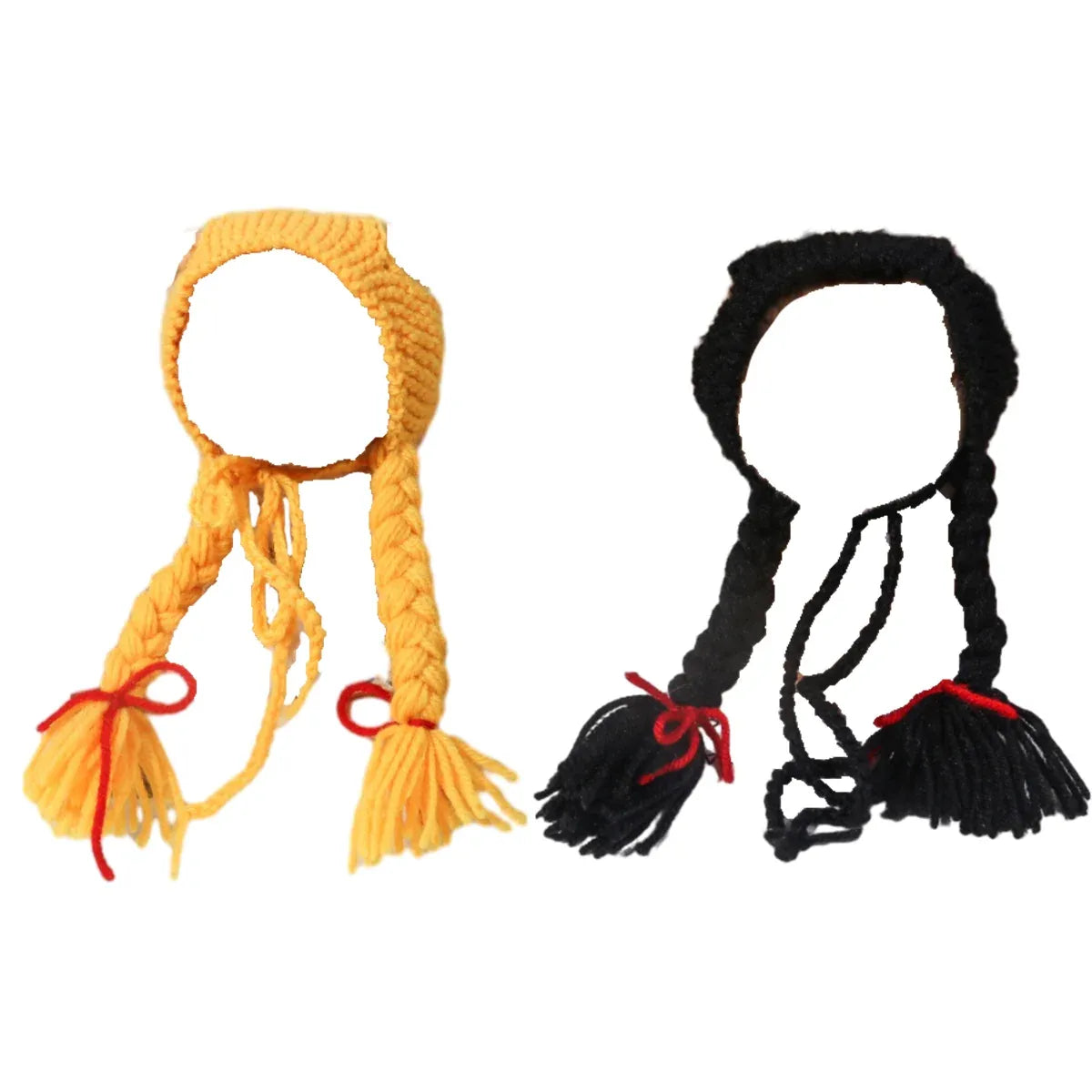 Cat Headwear Handmade Braid Hat Cat Wig Hat Cat Hair Accessory Pet Decoration - Black