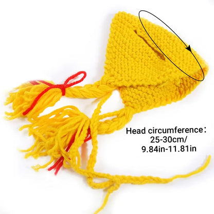 Cat Headwear Handmade Braid Hat Cat Wig Hat Cat Hair Accessory Pet Decoration - Black