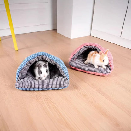 Pet Kennel Sleeping Bag Semi Enclosed Bed for Small Animals Cats and Puppies - Blue
