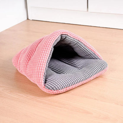 Pet Kennel Sleeping Bag Semi Enclosed Bed for Small Animals Cats and Puppies - Blue