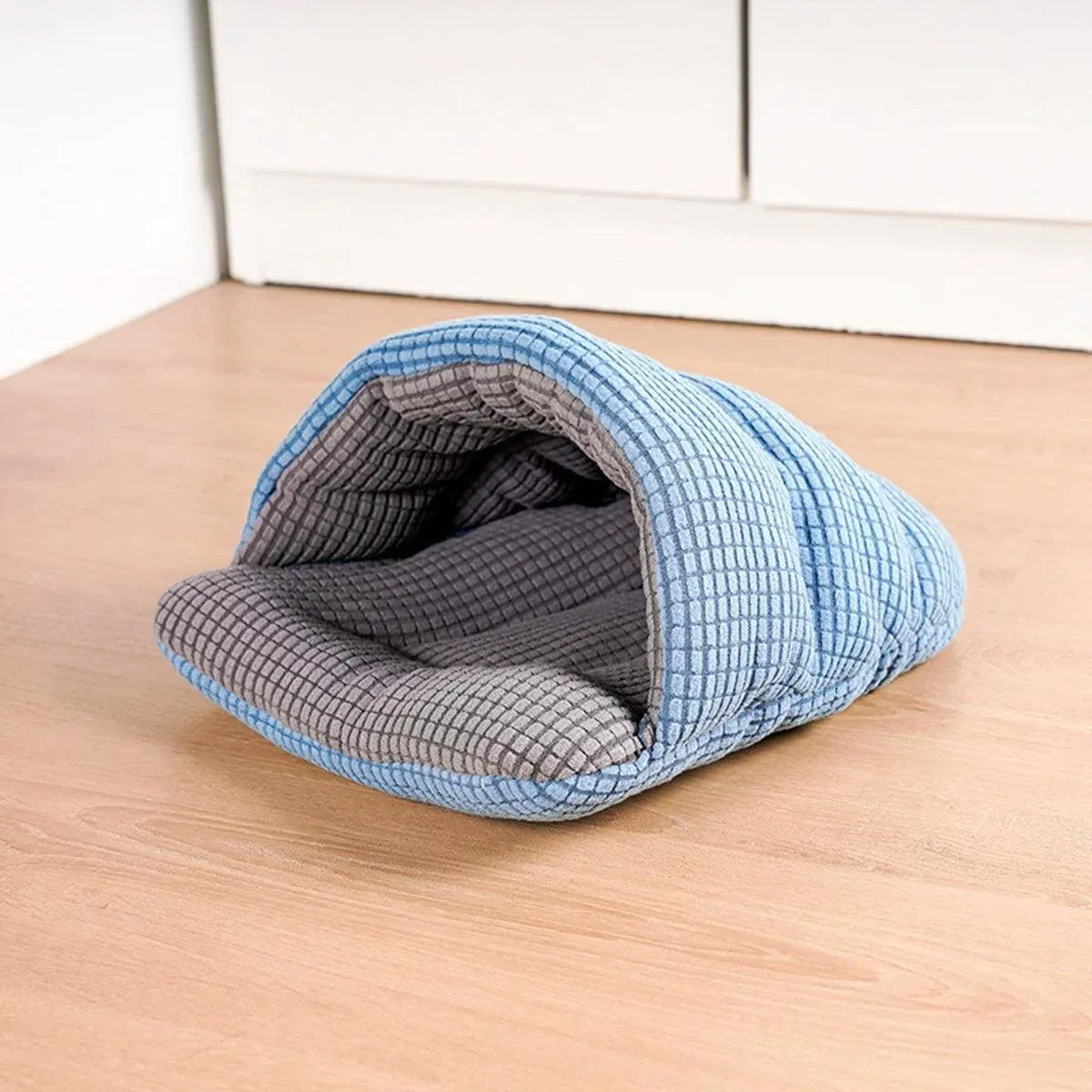Pet Kennel Sleeping Bag Semi Enclosed Bed for Small Animals Cats and Puppies - Blue