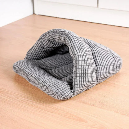Pet Kennel Sleeping Bag Semi Enclosed Bed for Small Animals Cats and Puppies - Blue