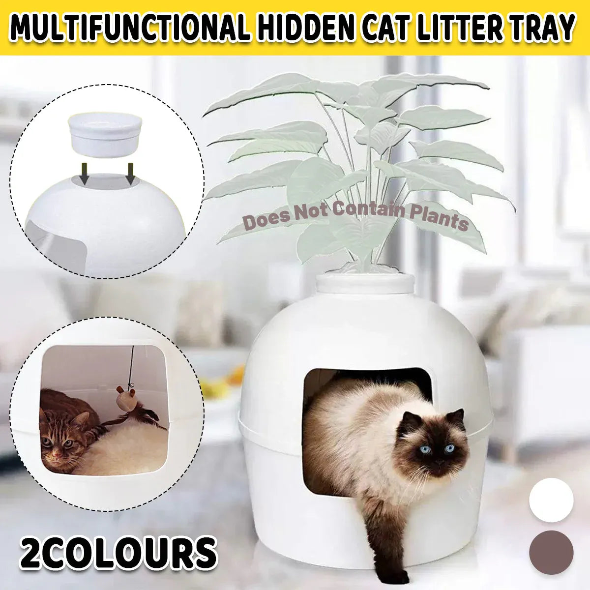 Plastic Pet Kennel Small Dog Cat Litter Box Teddy Villa Easy Clean Hair Guard - Brown