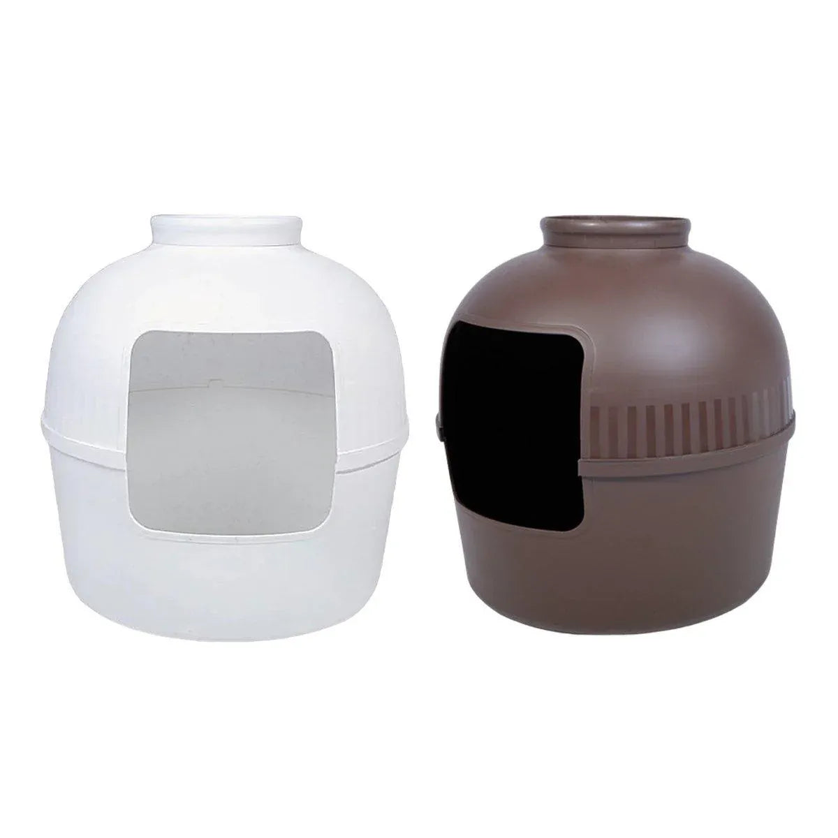 Plastic Pet Kennel Small Dog Cat Litter Box Teddy Villa Easy Clean Hair Guard - Brown