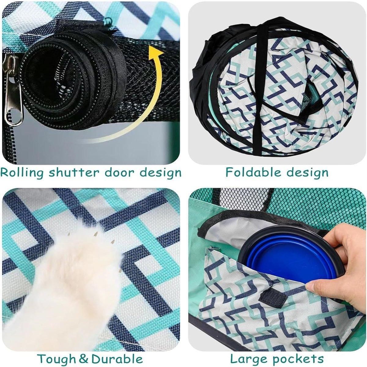 Foldable Cat Dog Kennel Pet Delivery Cage Portable Pet Fence Tent - Purple-XL