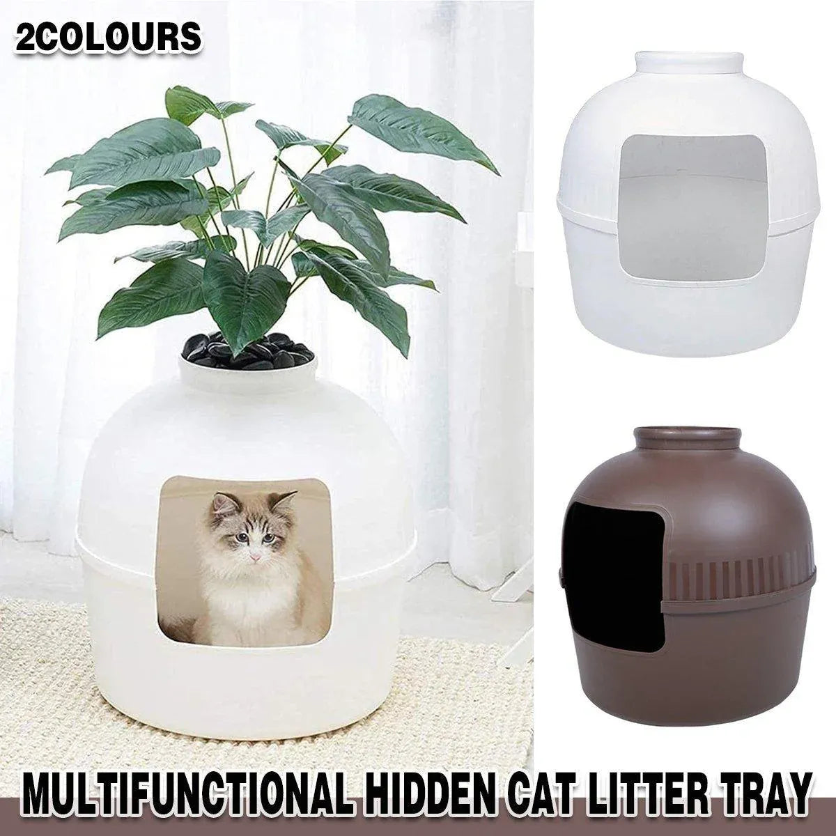 Plastic Pet Kennel Small Dog Cat Litter Box Teddy Villa Easy Clean Hair Guard - White