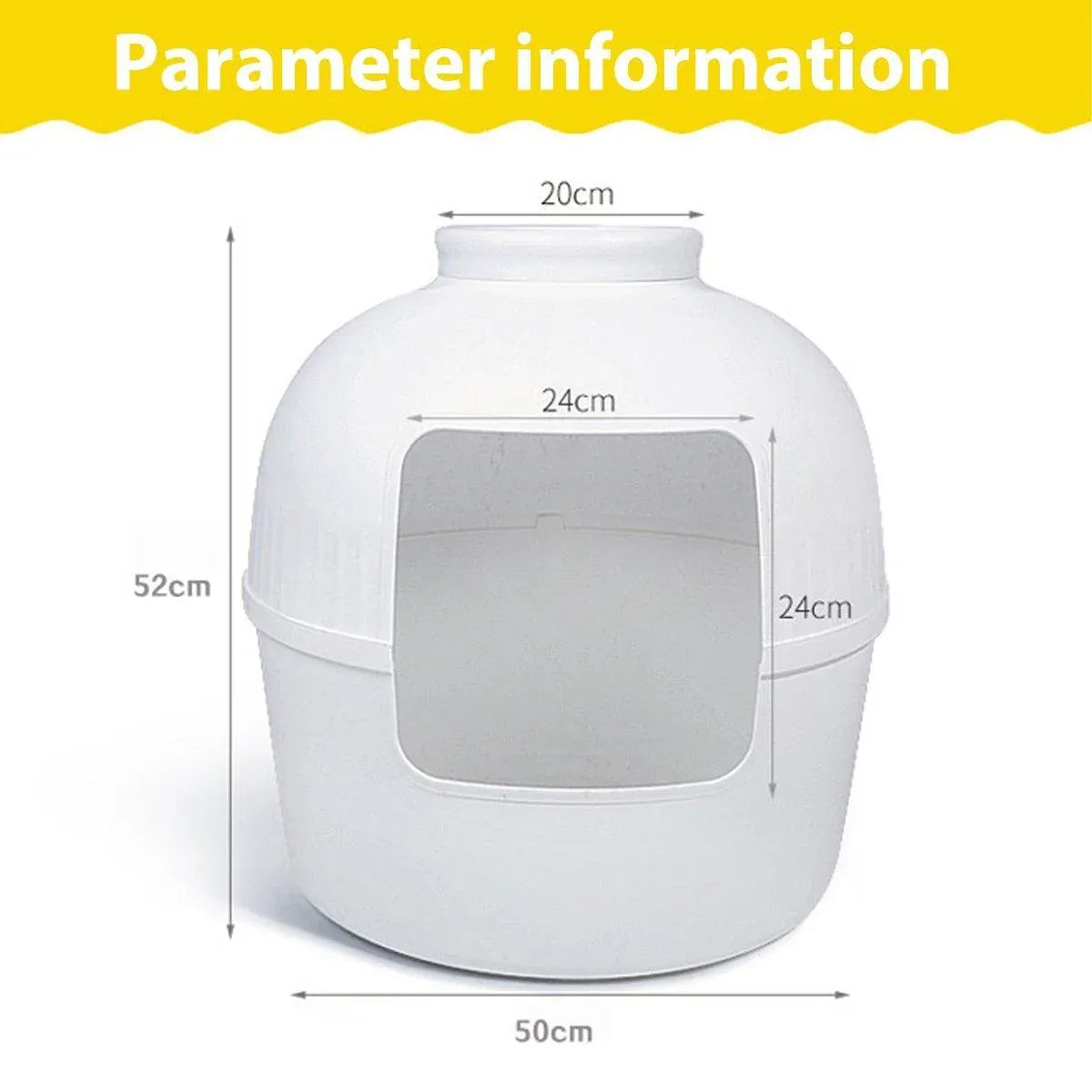 Plastic Pet Kennel Small Dog Cat Litter Box Teddy Villa Easy Clean Hair Guard - White