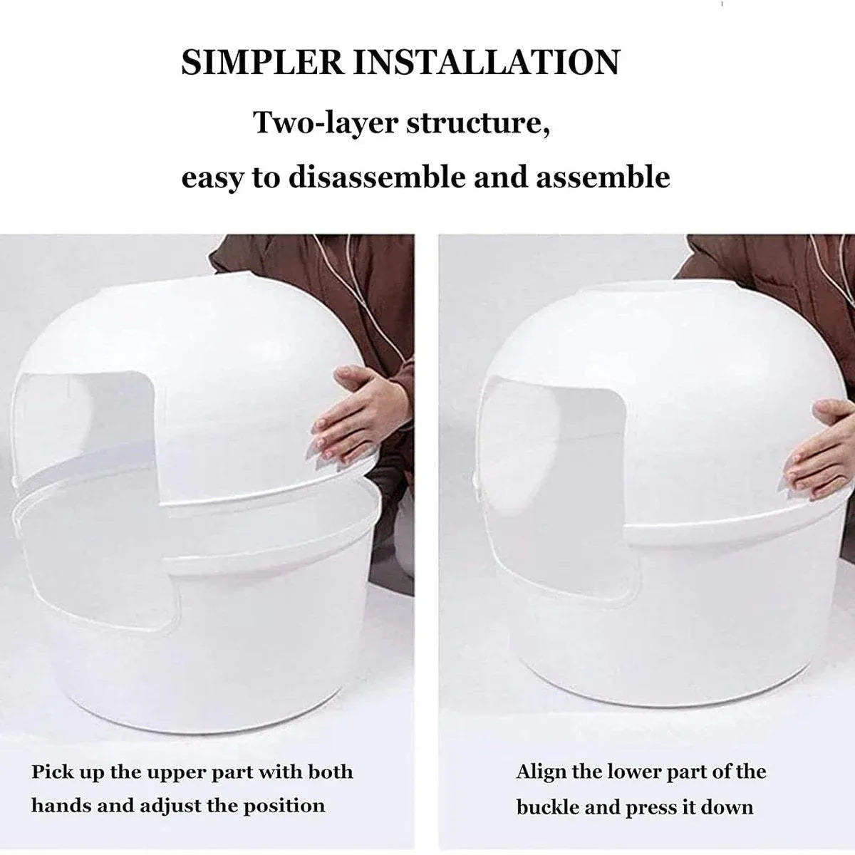Plastic Pet Kennel Small Dog Cat Litter Box Teddy Villa Easy Clean Hair Guard - White